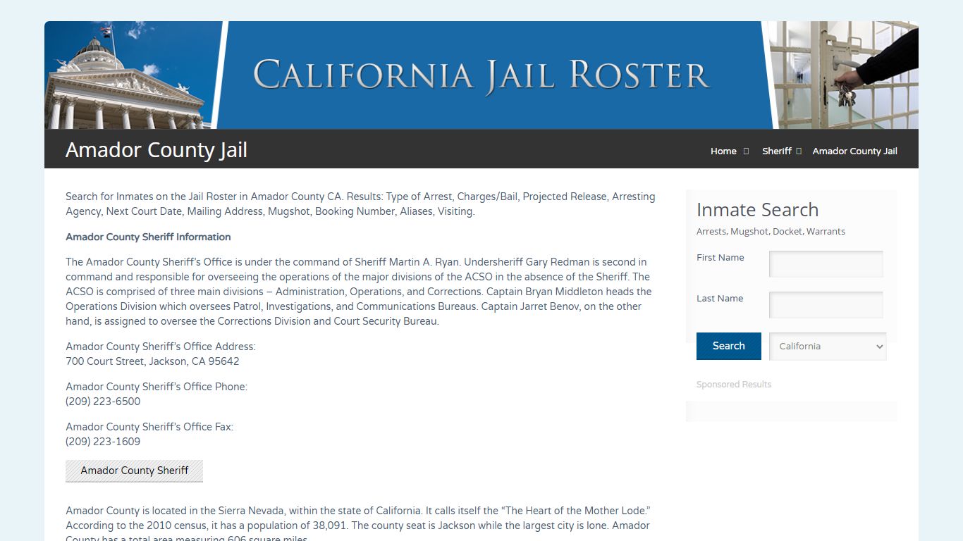 Amador County Jail | Jail Roster Search